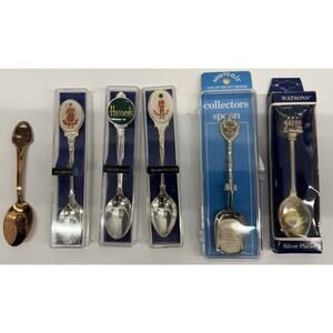 Set Of 6 Collectors Spoons London Harrods Montana Washington Watsons Grand Sales